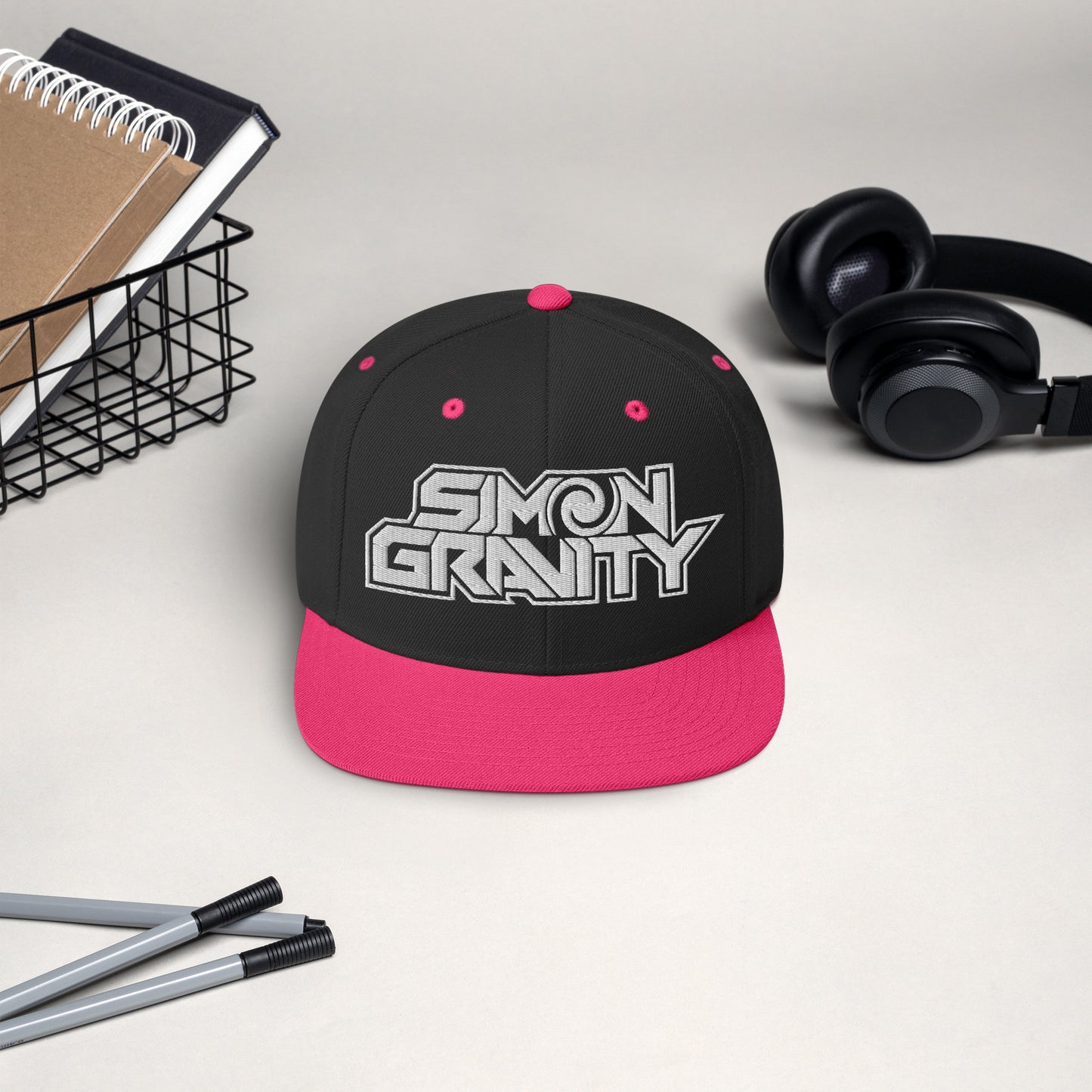 Snapback Hat, Pink & Black - Simon Gravity