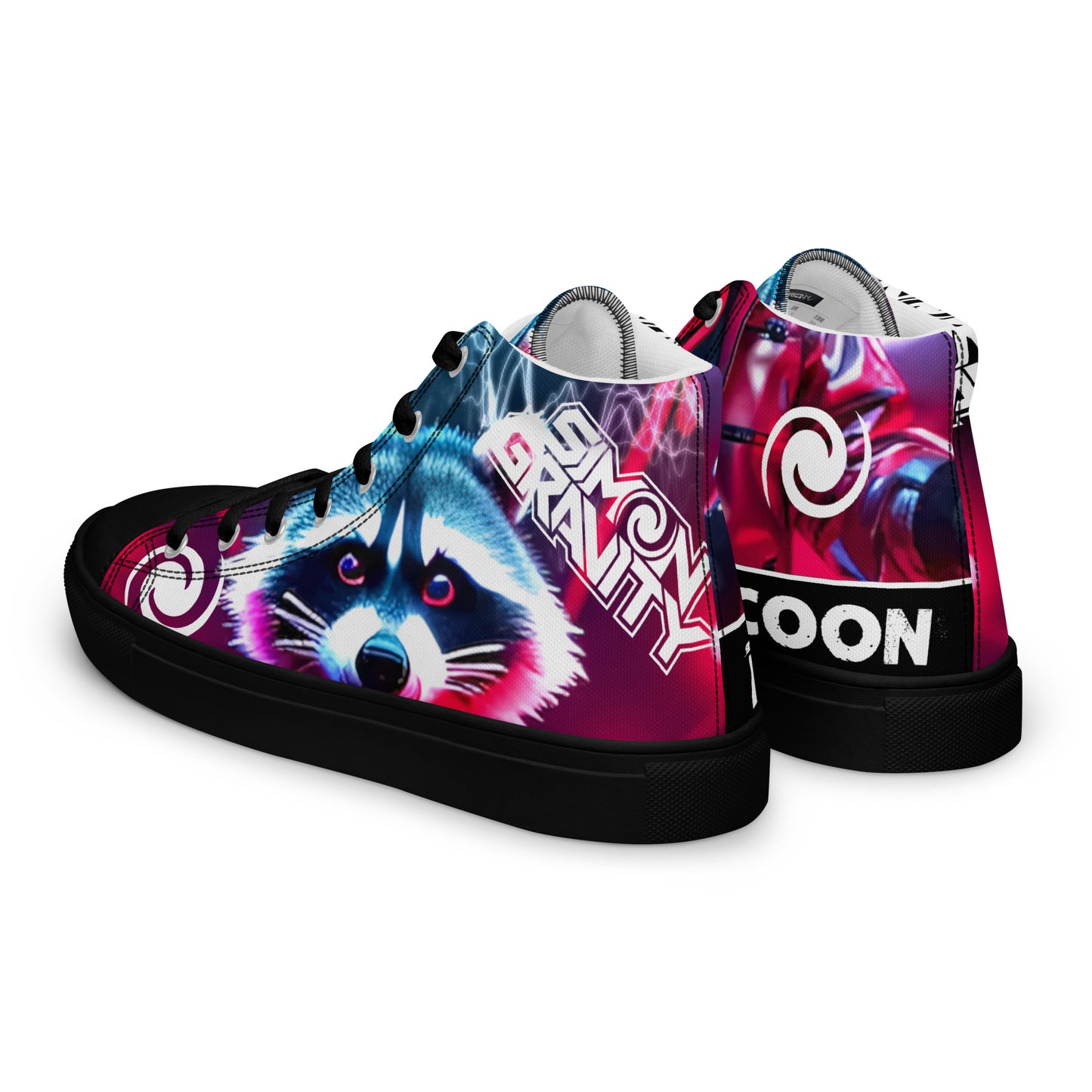 Men's high top canvas shoes - Rolling Raccoon