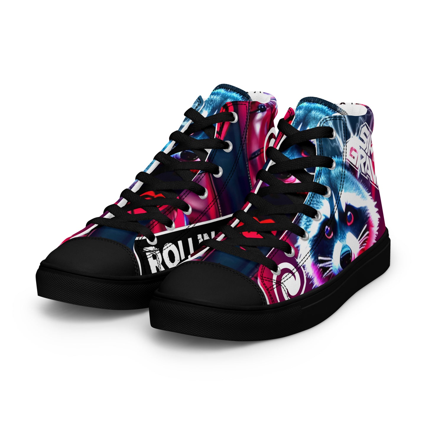 Men's high top canvas shoes - Rolling Raccoon