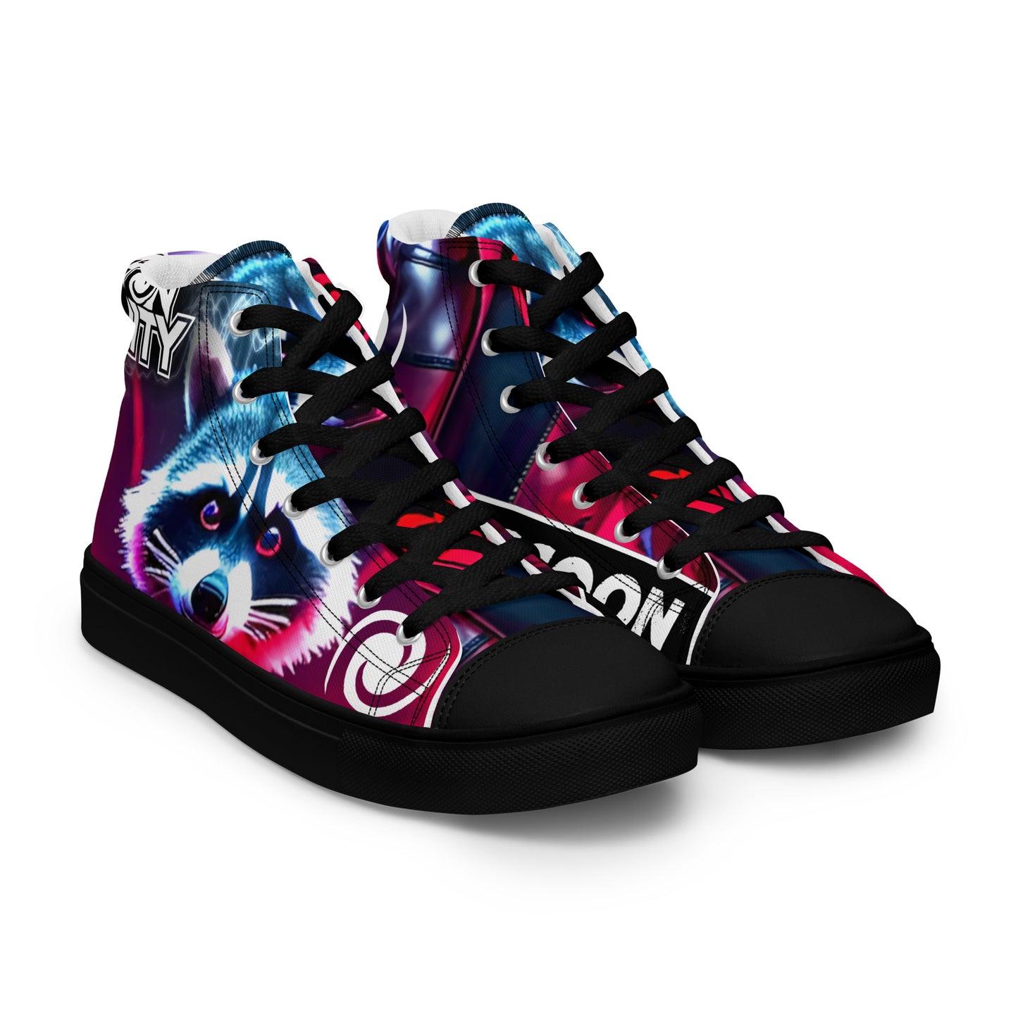Men's high top canvas shoes - Rolling Raccoon