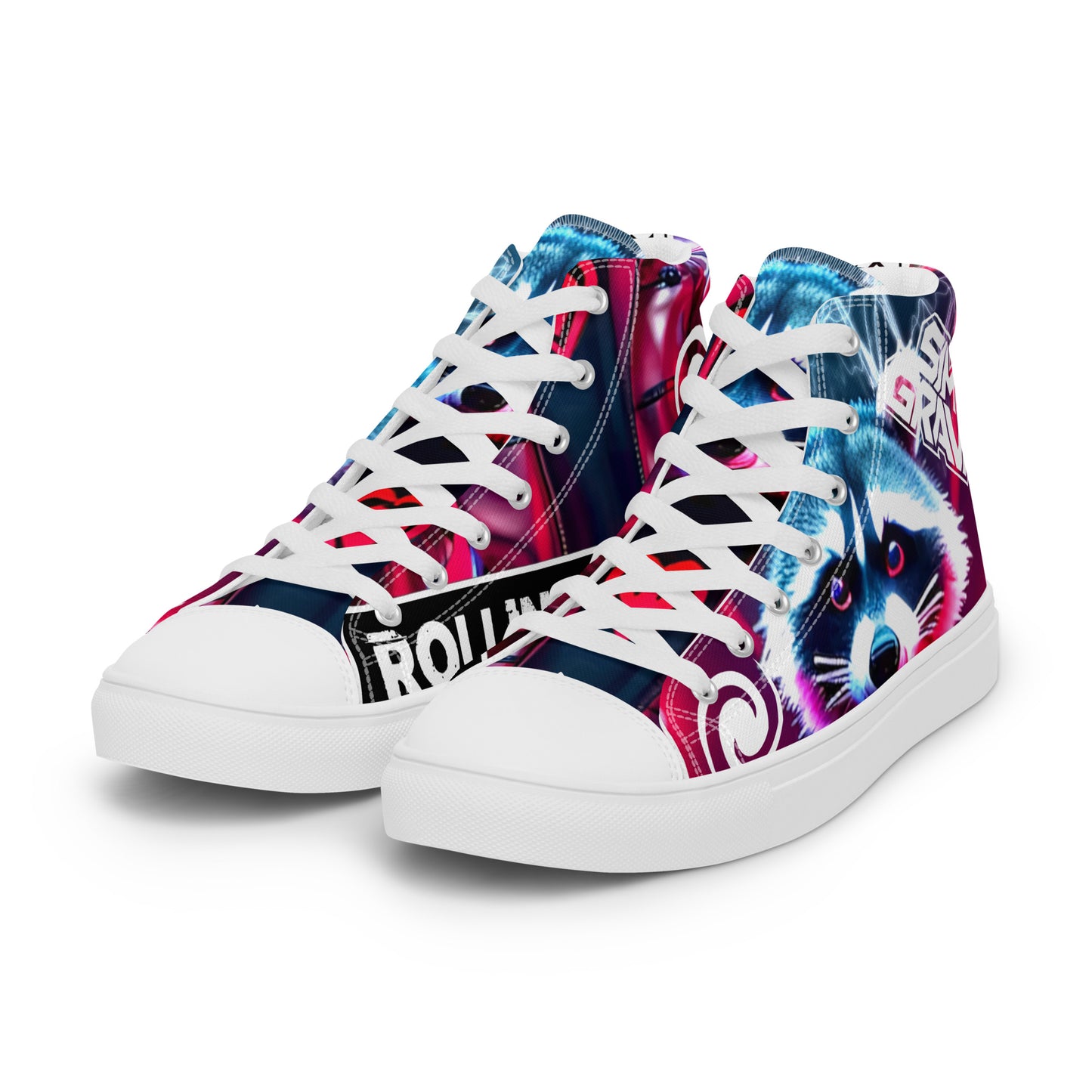 Men's high top canvas shoes - Rolling Raccoon