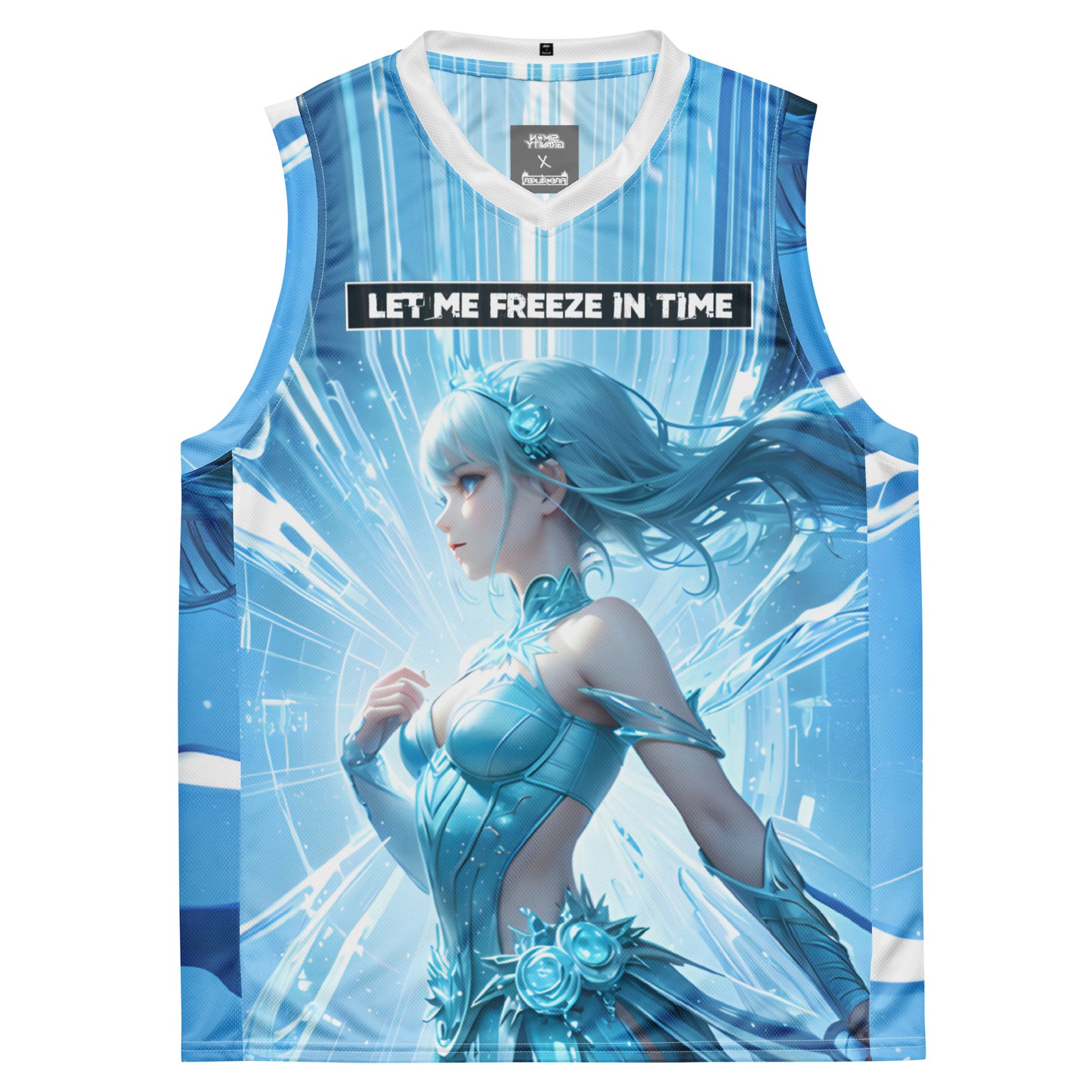 000 - Recycled Unisex Basketball Jersey Muscle Shirt - Let Me Freeze In Time - Simon Gravity & DJ Firewalker