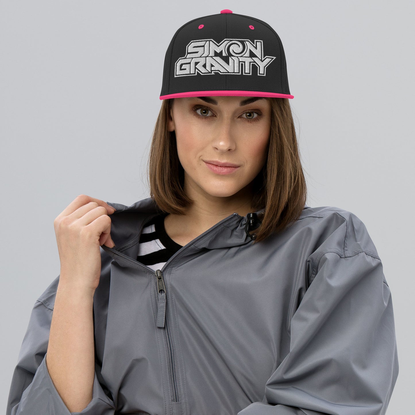 002 - Snapback Hat, Pink & Black - Simon Gravity