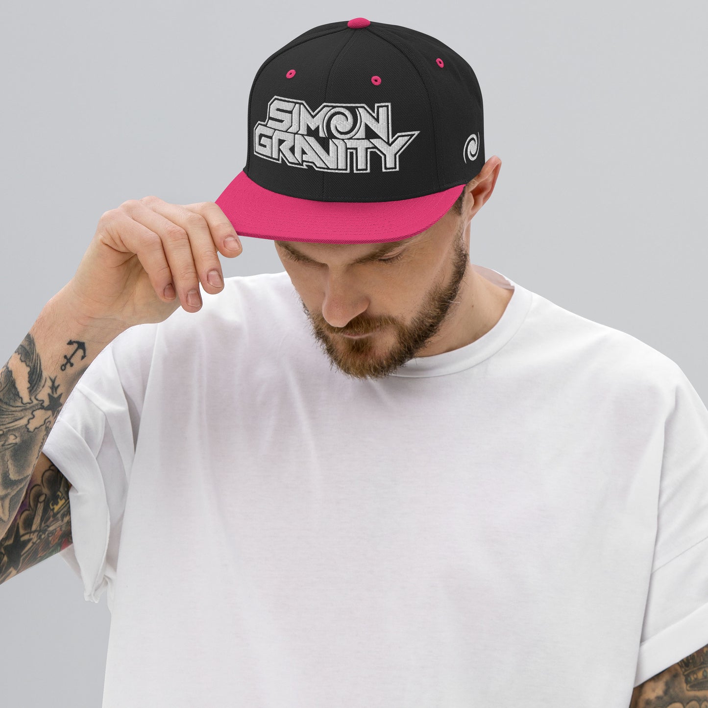 002 - Snapback Hat, Pink & Black - Simon Gravity