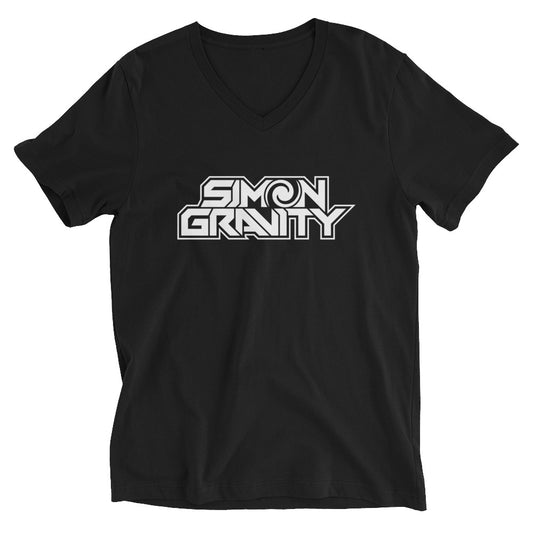 Unisex Short Sleeve V-Neck T-shirt, Black - Simon Gravity