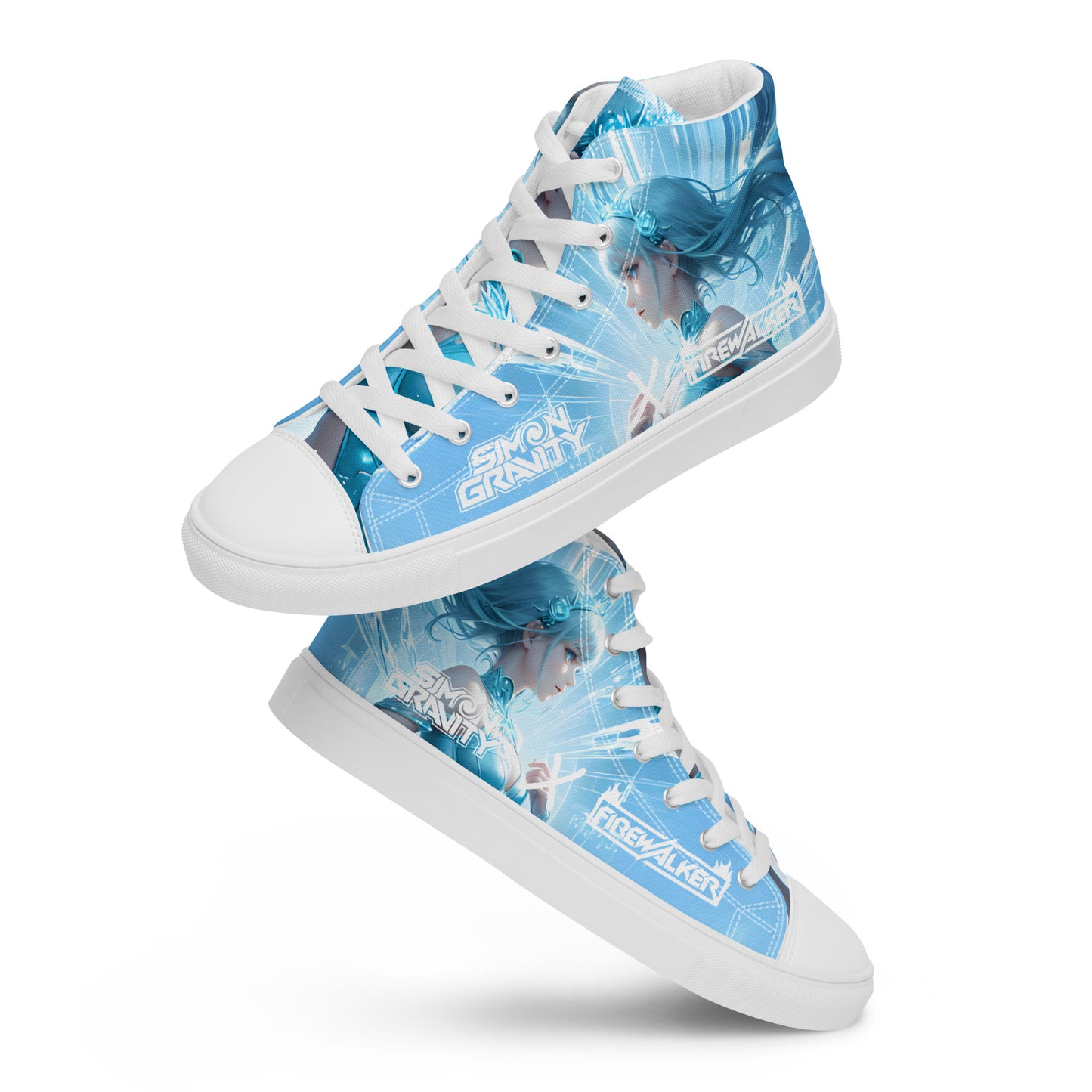 000 - Women’s High Top Canvas Shoes - Let Me Freeze In Time - Simon Gravity & DJ Firewalker