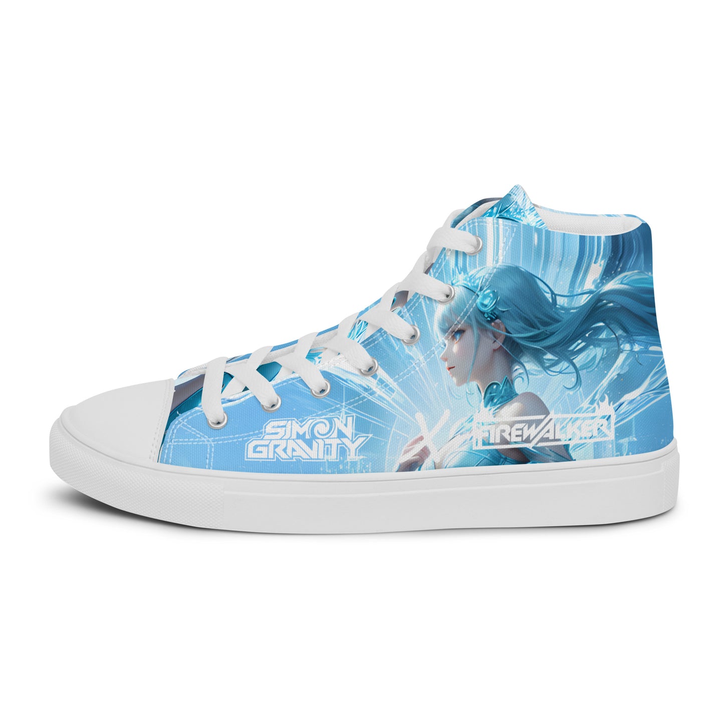 000 - Women’s High Top Canvas Shoes - Let Me Freeze In Time - Simon Gravity & DJ Firewalker