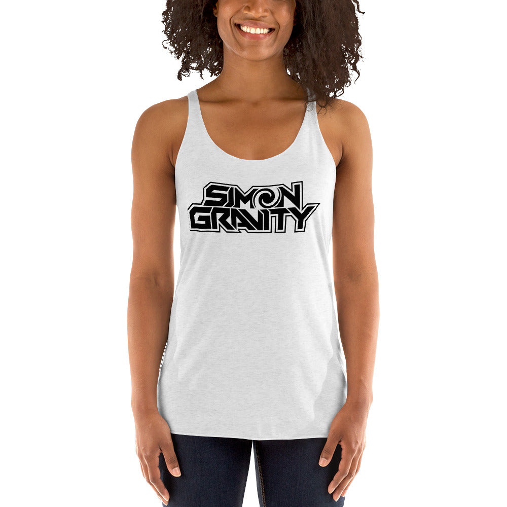 Women's Racerback Tank, Heather White - Simon Gravity